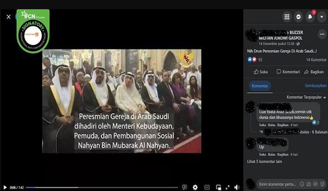 tidak benar klaim video peresmian gereja di arab saudi