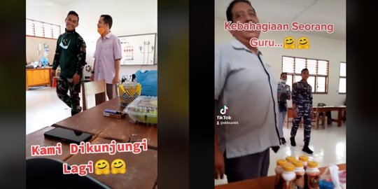 Guru Ini Bahagia Kedatangan Anak Murid Berhasil Jadi Prajurit TNI AL