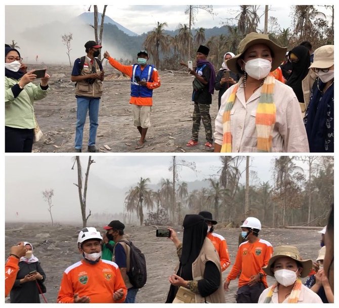 titiek soeharto bertemu pengungsi korban erupsi semeru