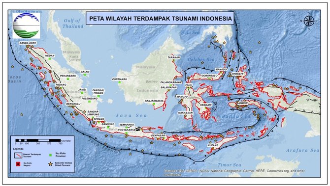 peta wilayah terdampak tsunami indonesia