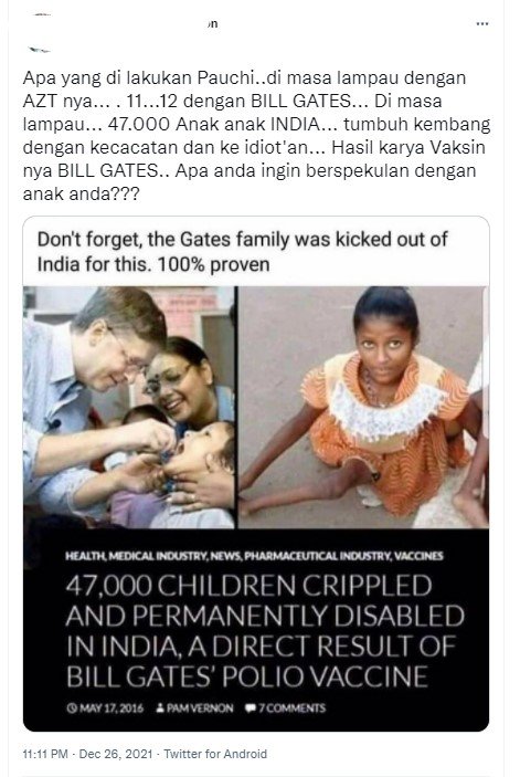 cek fakta tak benar bill gates diusir karena menyebabkan ribuan anak cacat di india