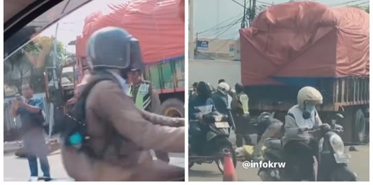 Viral Truk Tabrak Pemotor di Karawang, Begini Kronologinya