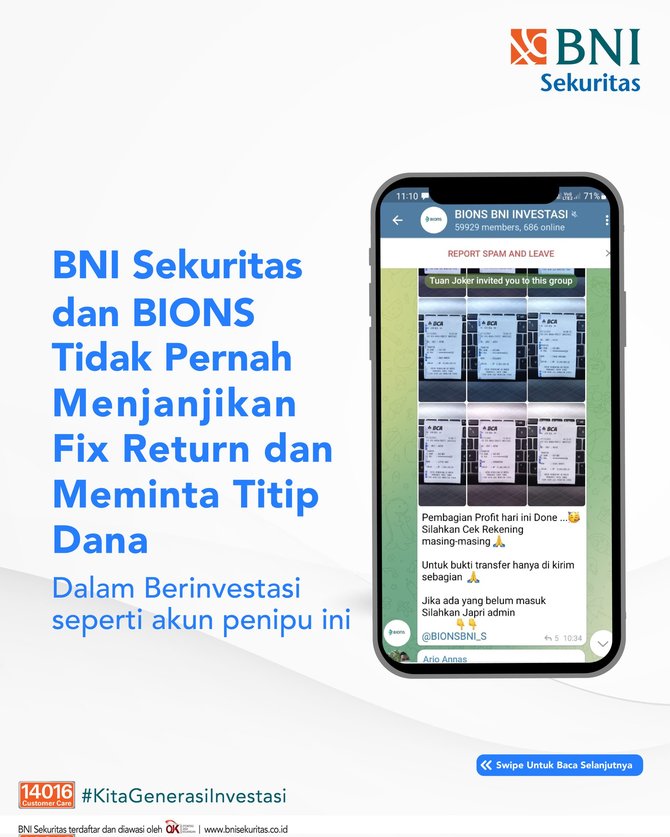 waspada akun telegram palsu bni sekuritas