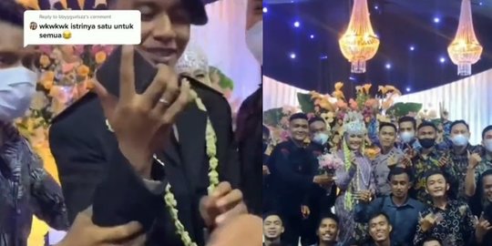 Momen Kocak Pernikahan Polisi Didatangi Rekan-rekan, Pengantin Pria Tak Diajak Foto