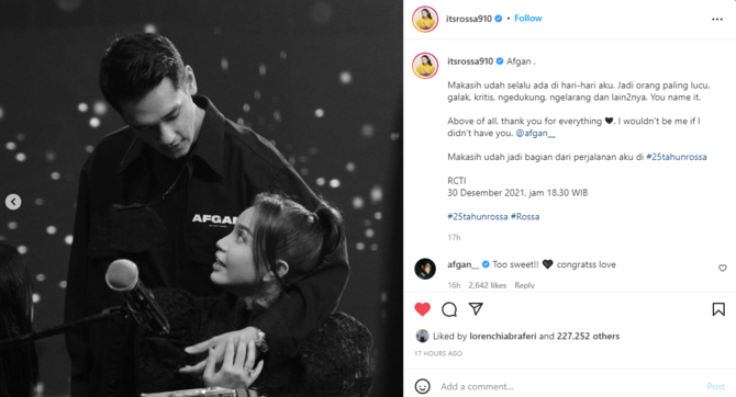 unggah foto berdua dengan afgan pesan manis rossa jadi sorotan