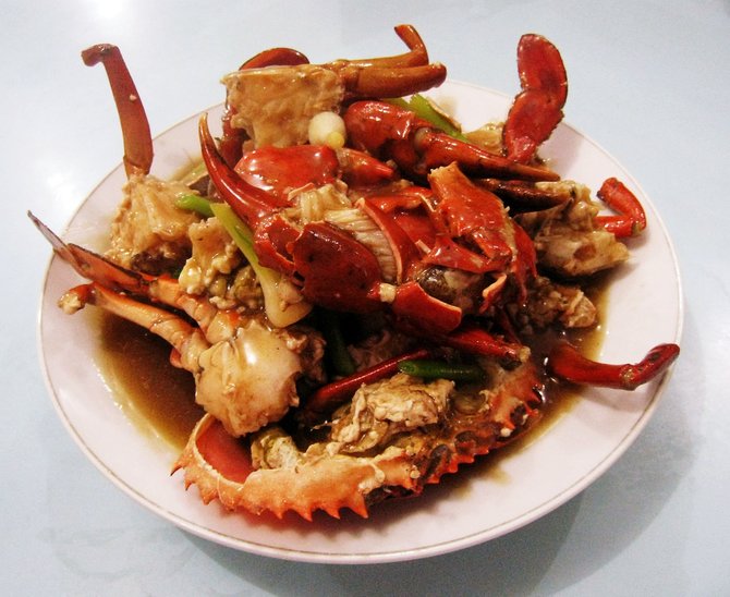 ilustrasi kepiting saus tiram