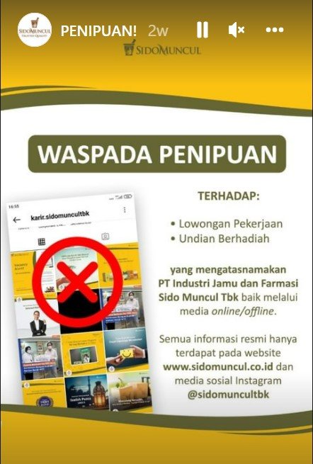 waspada akun instagram palsu pt sido muncul tbk infokan lowongan pekerjaan