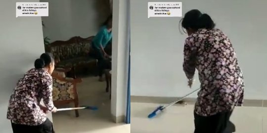 Momen Kocak Emak-emak Usir Tikus Masuk Rumah, Aksinya jadi Sorotan