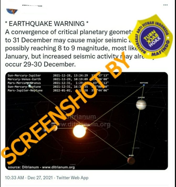 hoaks gempa m 8 9 pada 1 3 januari 2022 karena persilangan posisi planet