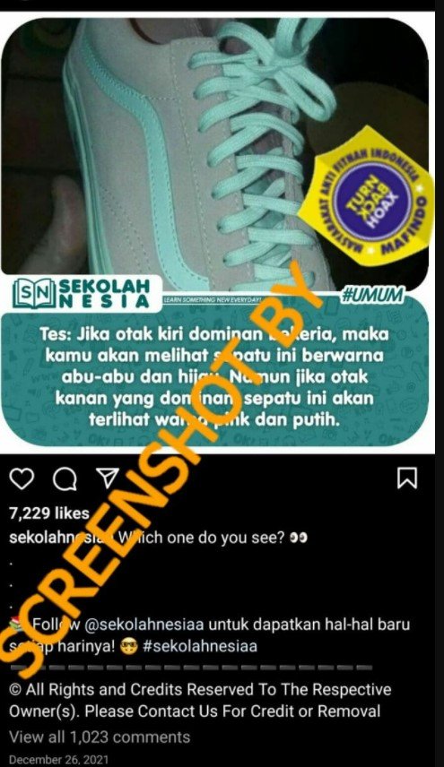 tidak terbukti tes melihat warna sepatu menentukan sisi otak yang dominan