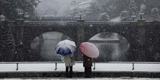 Suasana Tokyo di Bawah Rintik Salju