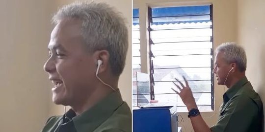 Momen Ganjar Pranowo Ngantor di Warung, Kaleng Kerupuk jadi Meja Laptop Disorot