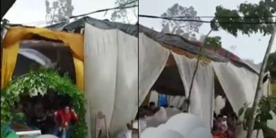 Pesta Pernikahan Porak Poranda Diterjang Angin, Ini Videonya Semua Undangan Kabur