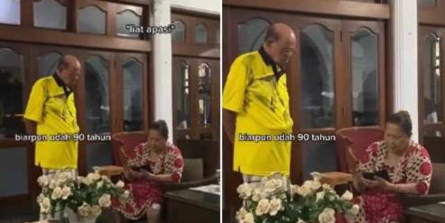 Nenek Ini Periksa HP Sampai Suami Diam Tak Berkutik, Lihatnya Gemas Banget