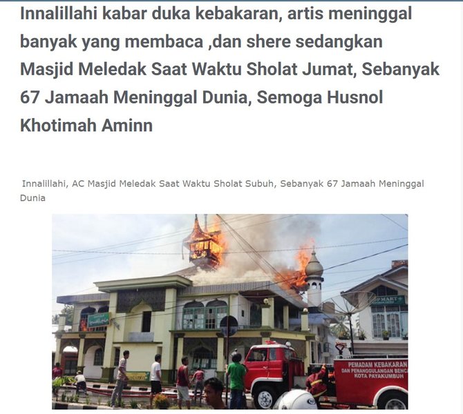 hoaks foto masjid terbakar saat salat jumat