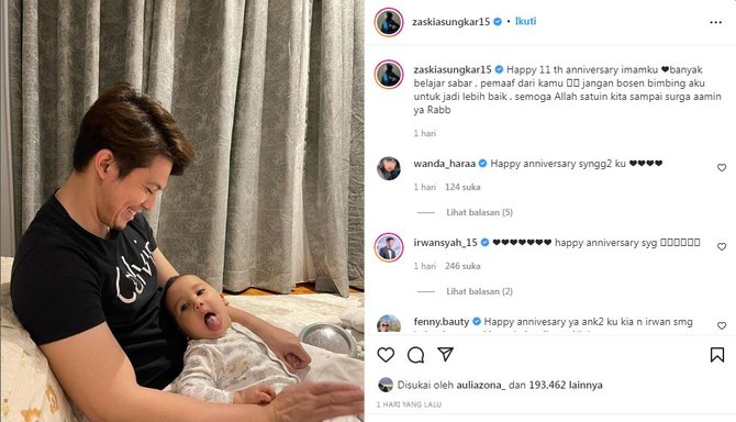 genap 11 tahun pernikahannya dengan zaskia sungkar irwansyah tulis pesan haru