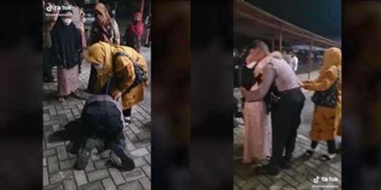 Sujud Syukur di depan Keluarga Sampai Meneteskan Air Mata, Pria Ini Lulus Jadi Polisi