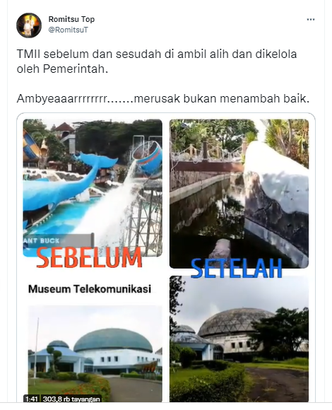 viral di twitter tmii terbengkalai