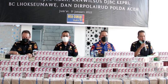 Penyelundupan 3,3 Juta Batang Rokok dari Vietnam Digagalkan di Perairan Aceh