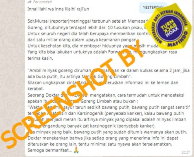 reporter terbunuh usai ungkap skandal limbah minyak goreng simak faktanya