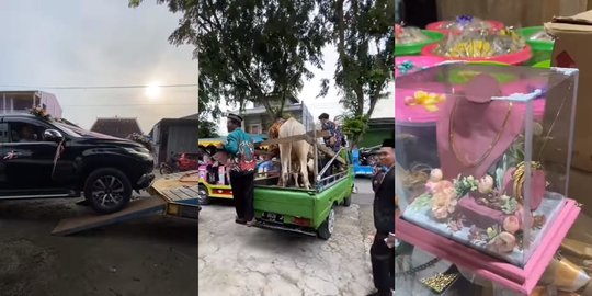 Pengantin Pria Bawa Seserahan Ala Sultan, dari Sapi Hingga Mobil Sampai jadi Sorotan