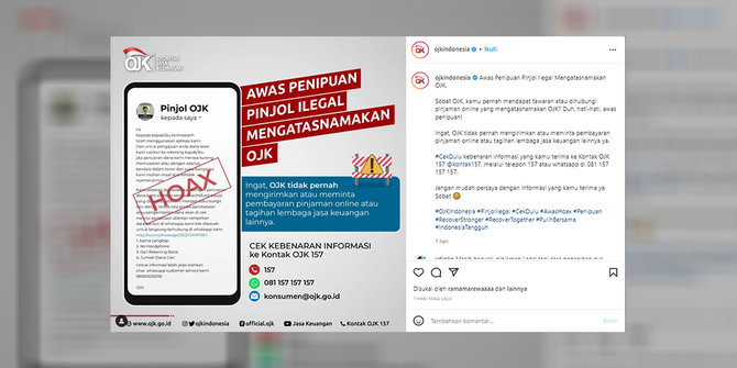 penipuan pinjol ilegal mengatasnamakan ojk