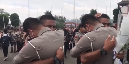 Momen Haru Polisi Bertemu Adik Baru Dilantik Jadi Anggota Polri, Bikin Auto Sedih