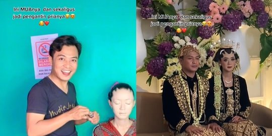 Hemat Budget, Pria Ini Jadi MUA Calon Istri Sekaligus Pengantin di Hari Pernikahannya