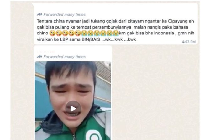 hoaks video tentara china nyamar jadi driver gojek