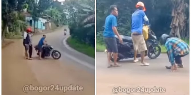 Pengendara Motor Berjatuhan di Jalan Raya Cariu-Cibatu Bogor, Diduga Ini Penyebabnya