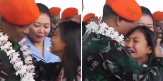 Momen Haru Prajurit Kopasgat Bertemu Keluarga, Anak Sampai Sesenggukan saat Dipeluk