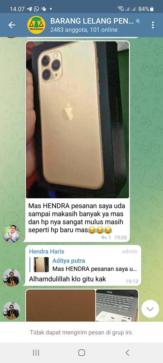 waspada grup telegram barang lelang online mengatasnamakan pegadaian