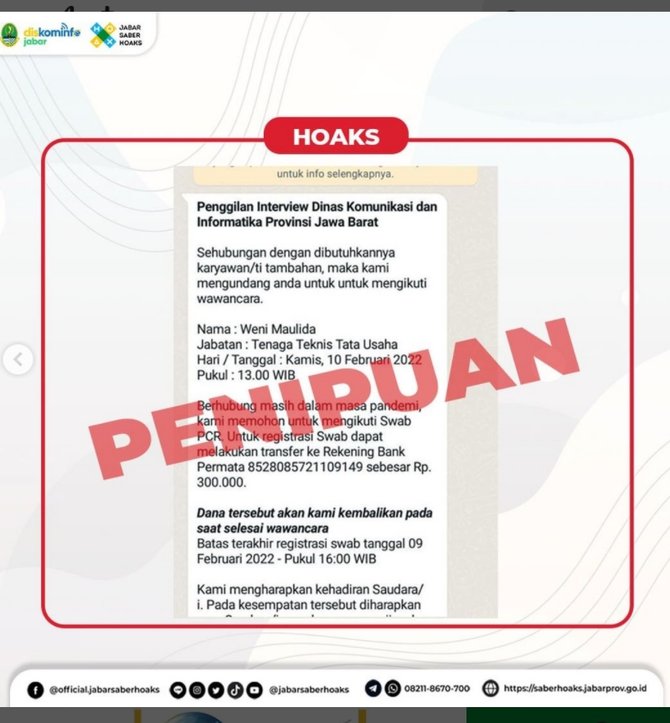 waspada penipuan rekrutmen kerja diskominfo jabar