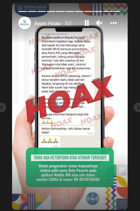 hoaks bpjs kesehatan otomatis non aktif bila tak dipakai dalam setahun