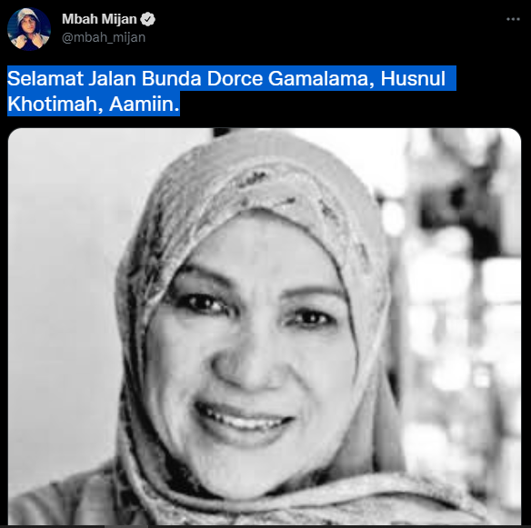 dorce gamalama tutup usia sederet figur publik ini ucapkan belasungkawa