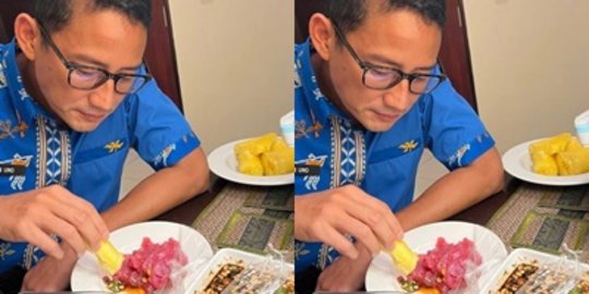 Sandiaga Uno Promosikan Kuliner Khas Nusantara, Makan Sashimi Pakai Singkong