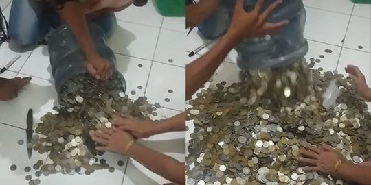 Wanita Ini Tabung Uang Receh di Galon, Jumlahnya Capai Belasan Juta Rupiah