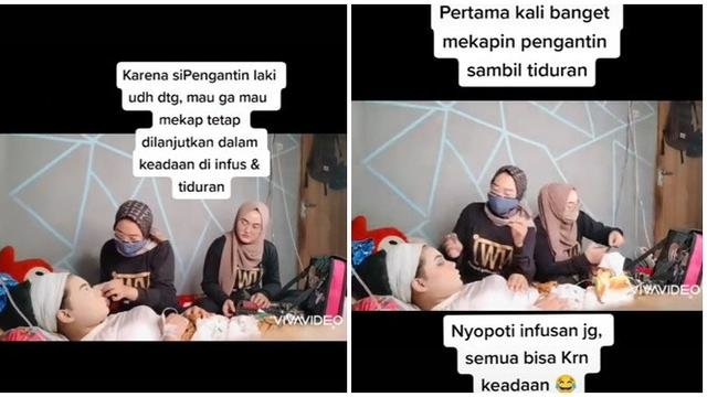 tiba tiba pingsan pengantin ini terpaksa didandani dalam keadaan tidur