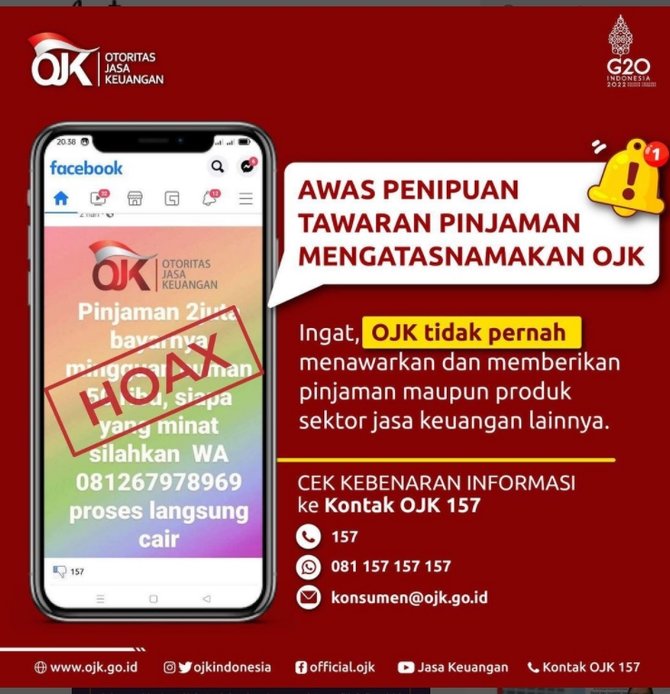 waspada penipuan tawaran pinjaman mengatasnamakan ojk