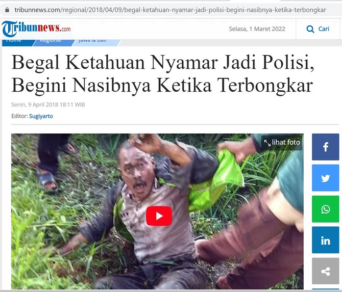 hoaks foto anggota polisi babak belur dihajar massa