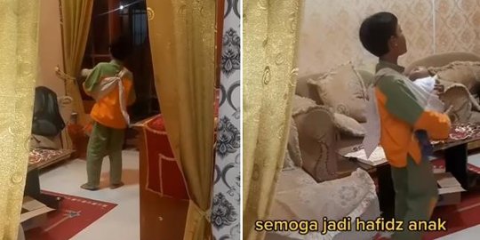 Hafalan Alquran Bocah Ini Banjir Pujian, Sambil Gendong Bayi Tetap Lafalkan Bacaan