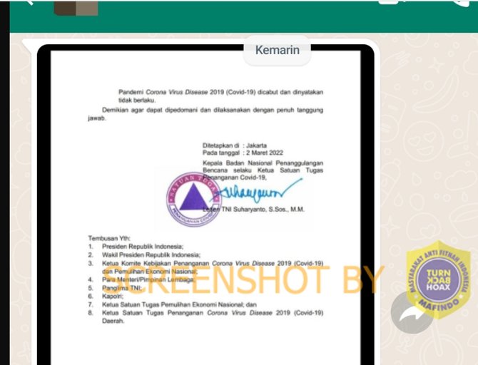 tidak benar berdasarkan se satgas no 92022 pandemi covid 19 dicabut