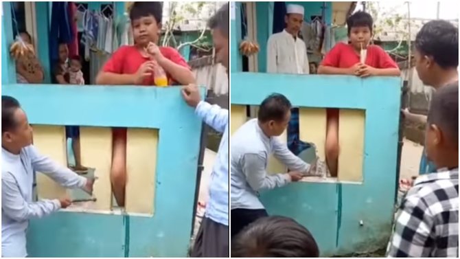 viral kaki bocah di cibinong terjepit ekspresinya jadi sorotan