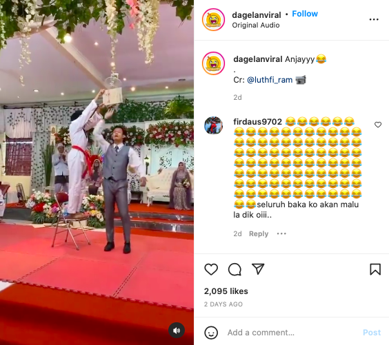 viral pengantin pria terjungkal saat di pelaminan begini aksinya