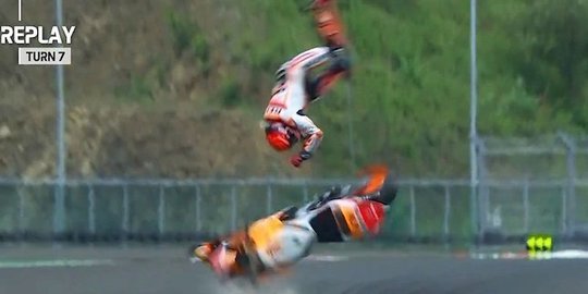 Marc Marquez Jatuh di Sesi Pemanasan MotoGP Mandalika, Quartararo Tercepat