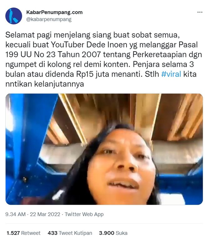 4 aksi youtuber dede inoen yang jadi sorotan terbaru ngumpet di kolong rel kereta