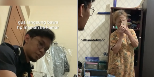 Aksi Pria Beri Kejutan ke Ibunya Ini Curi Perhatian, Sukses Bikin Haru