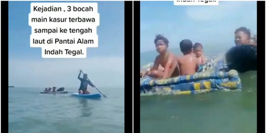 Viral Bocah di Tegal Terseret Ombak ke Tengah Laut, Terombang-ambing di Atas Kasur