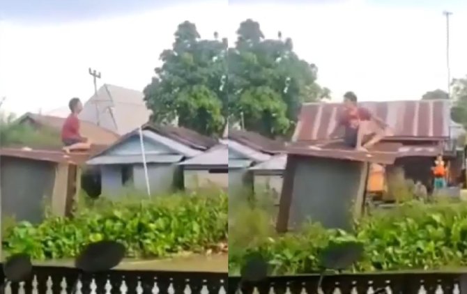 viral jamban hanyut terbawa banjir
