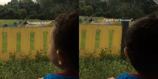 Viral Video Bocah Teriak Panggil 'Bunda' saat ke Makam, Aksinya Bikin Haru Warganet